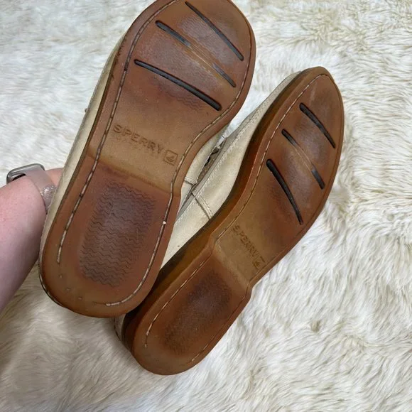 Sperry White/Tan Leather Boat Shoes Men's 12M - Picture 8 of 8